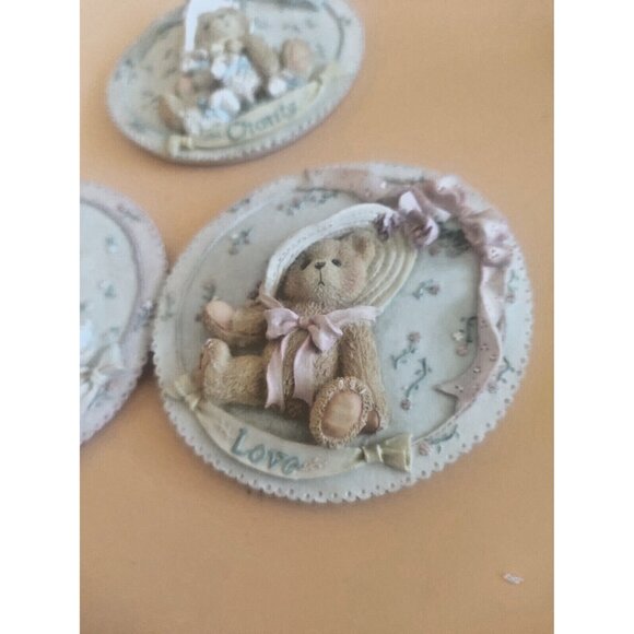 Cherished Teddies Figurines Wall Plaques by Priscilla Hillman Set of 3 1994 - Picture 2 of 16